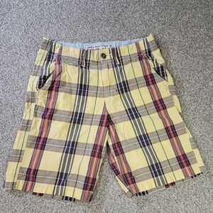 American Eagle Mens Plaid Shorts Size 30 Yellow